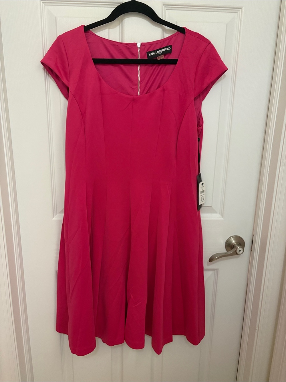 Karl Lagerfeld Hot Pink Scoop Neck Midi Dress